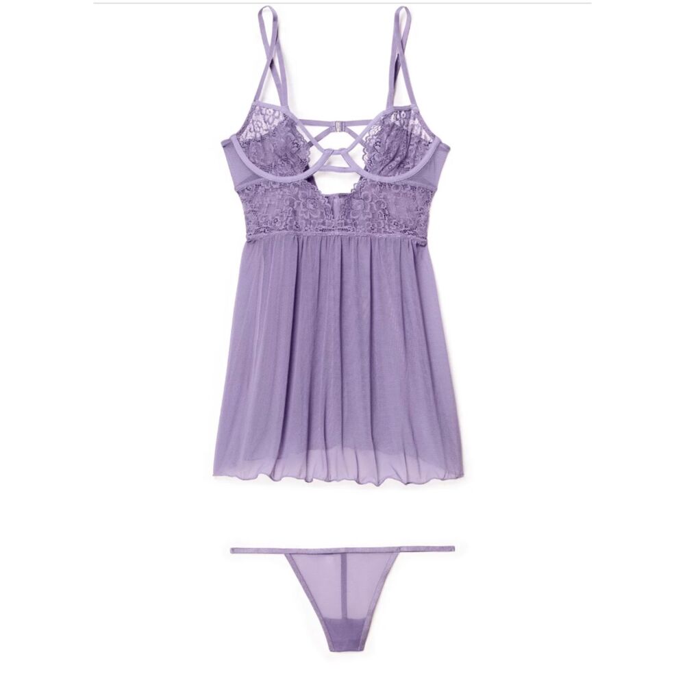 Adore Me Rae Purple Babydoll Lingerie Set